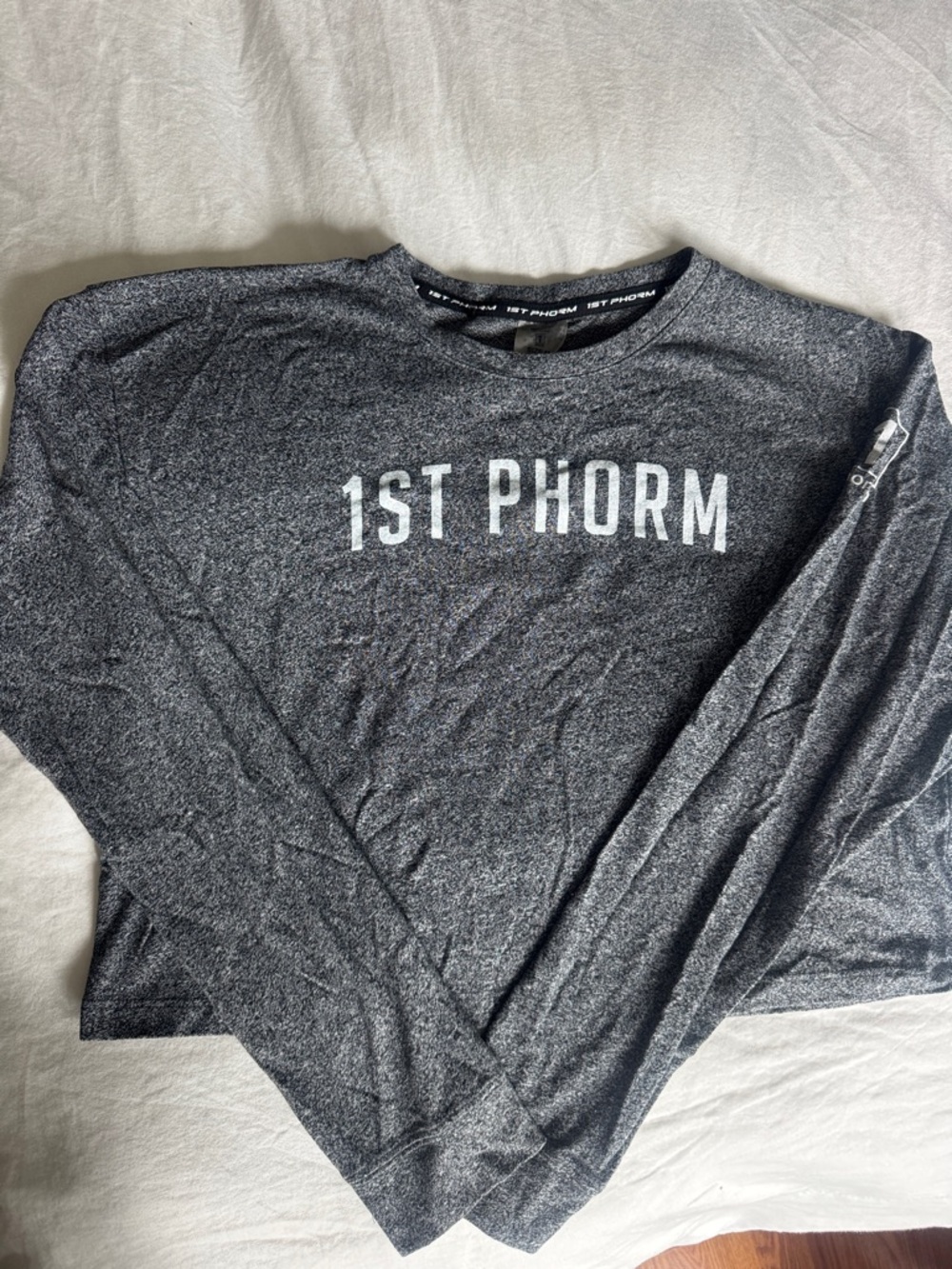 1st Phorm Long Sleeve Crop Athletic Tee - Heather Charcoal